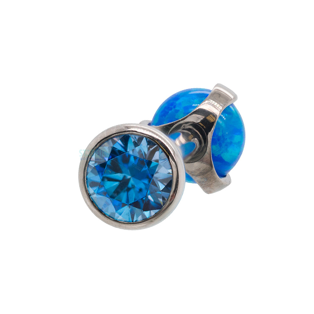 Faceted Gem & Opal Ball in Prongs Tongue Barbell - custom color combos