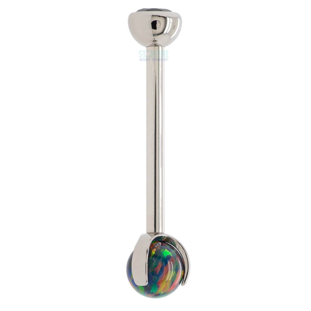 Faceted Gem & Opal Ball in Prongs Tongue Barbell - custom color combos