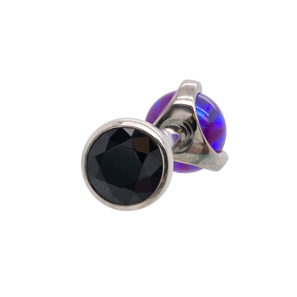 Faceted Gem & Opal Ball in Prongs Tongue Barbell - custom color combos