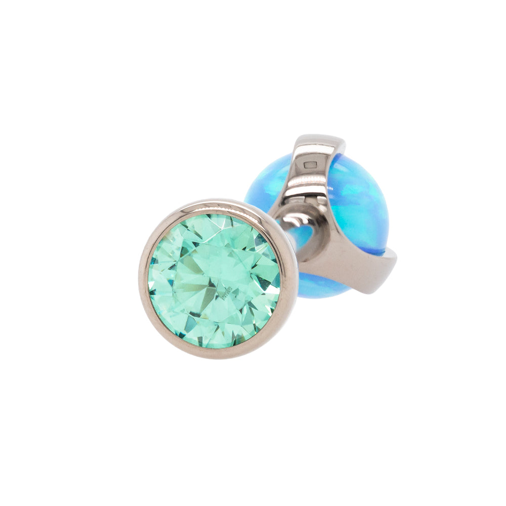 Faceted Gem & Opal Ball in Prongs Tongue Barbell - custom color combos