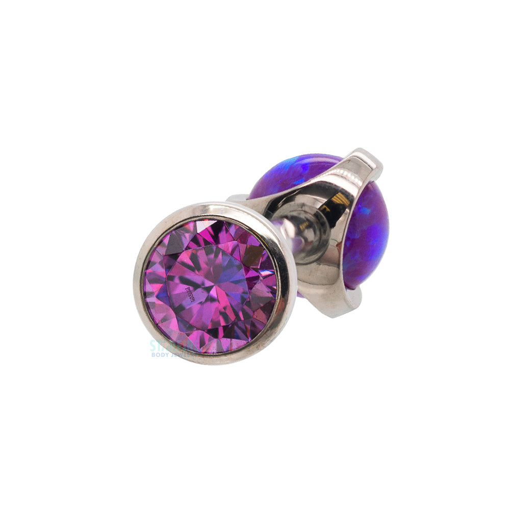 Faceted Gem & Opal Ball in Prongs Tongue Barbell - custom color combos