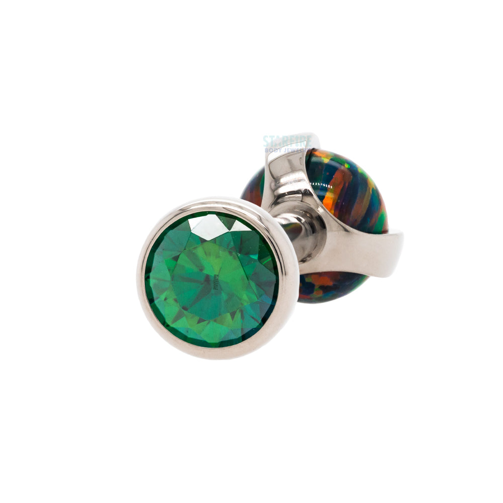 Faceted Gem & Opal Ball in Prongs Tongue Barbell - custom color combos