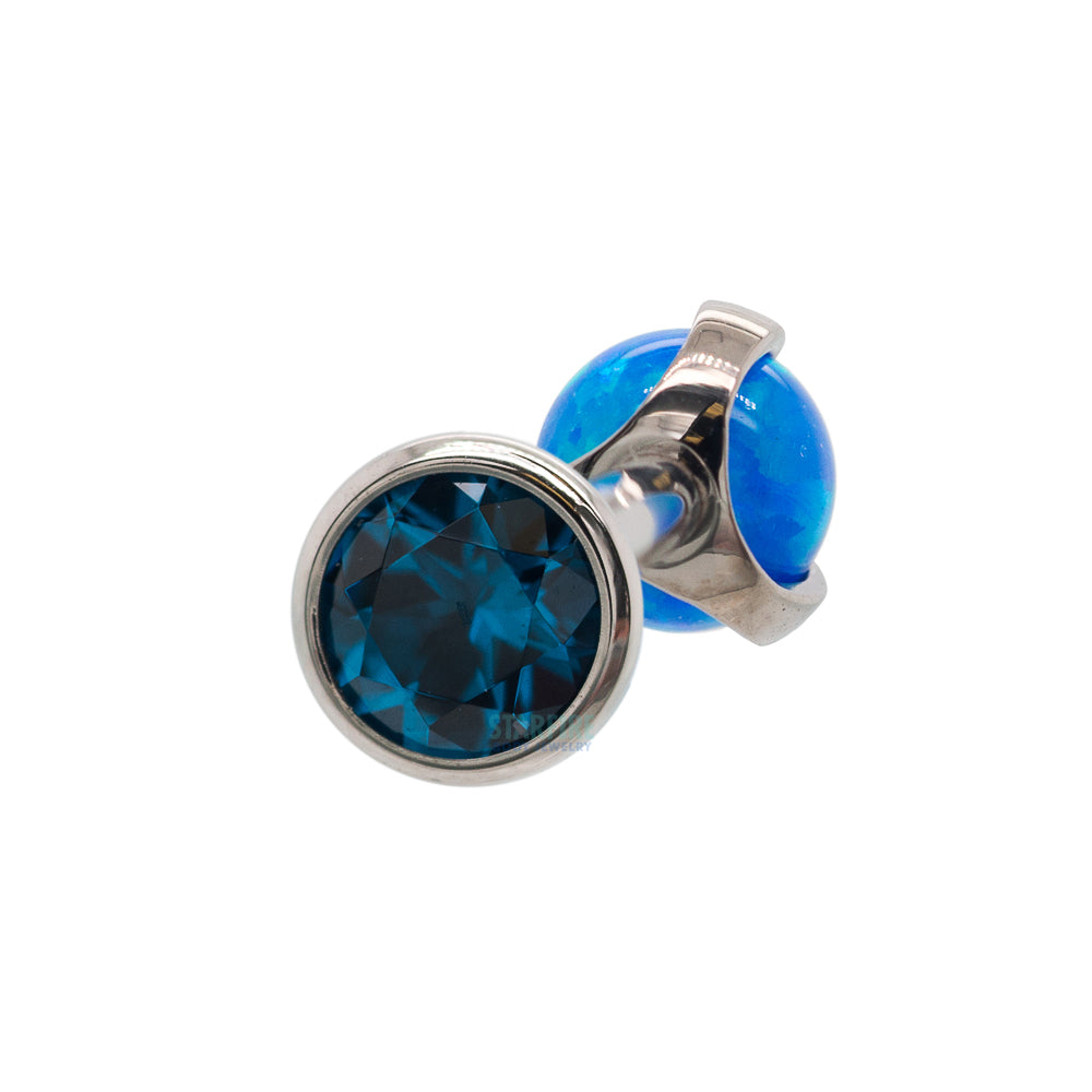 Faceted Gem & Opal Ball in Prongs Tongue Barbell - custom color combos