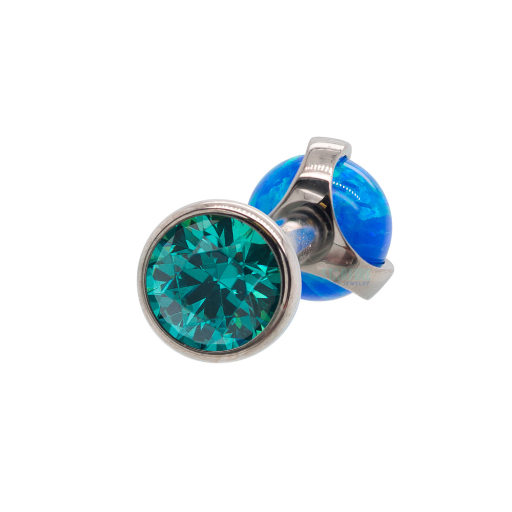 Faceted Gem & Opal Ball in Prongs Tongue Barbell - custom color combos