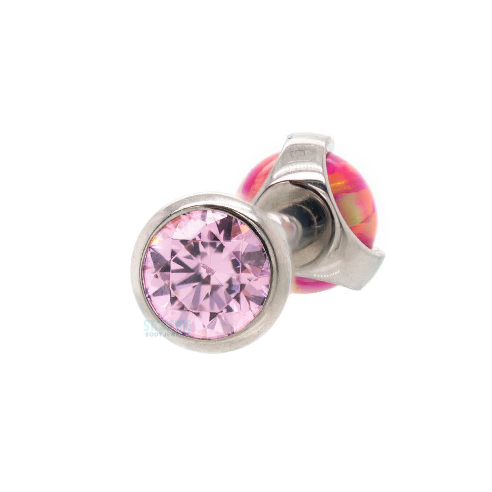 Faceted Gem & Opal Ball in Prongs Tongue Barbell - custom color combos