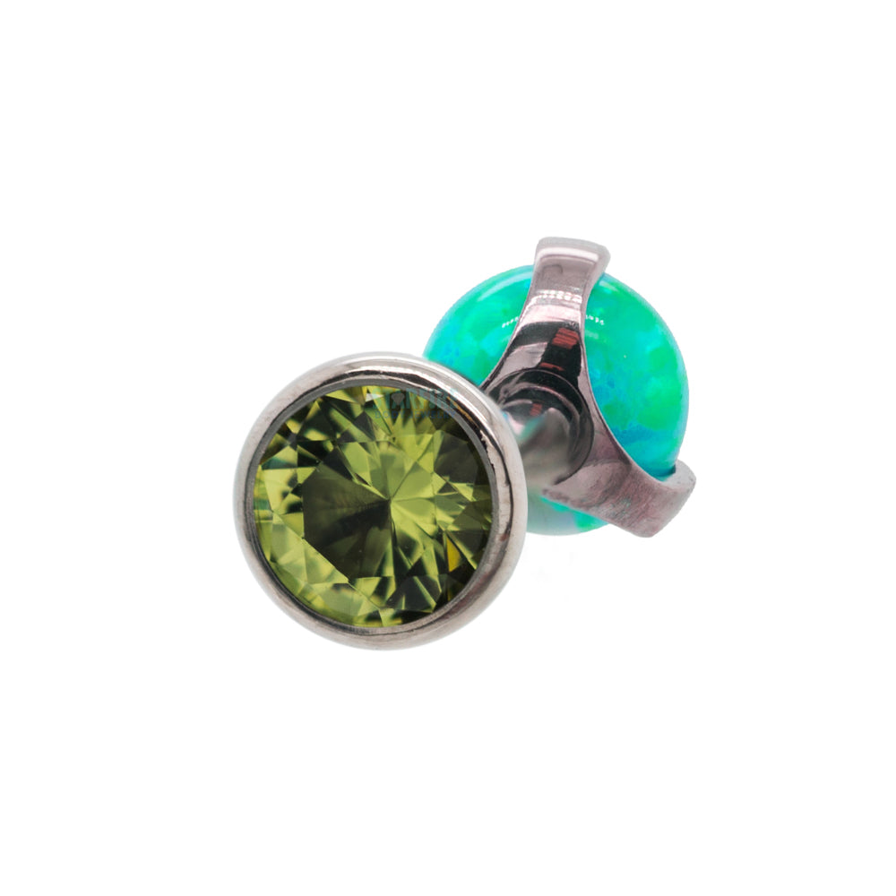 Faceted Gem & Opal Ball in Prongs Tongue Barbell - custom color combos