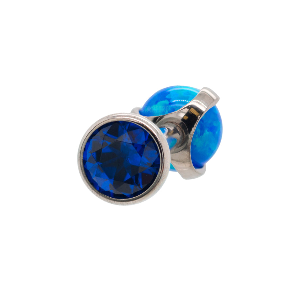Faceted Gem & Opal Ball in Prongs Tongue Barbell - custom color combos