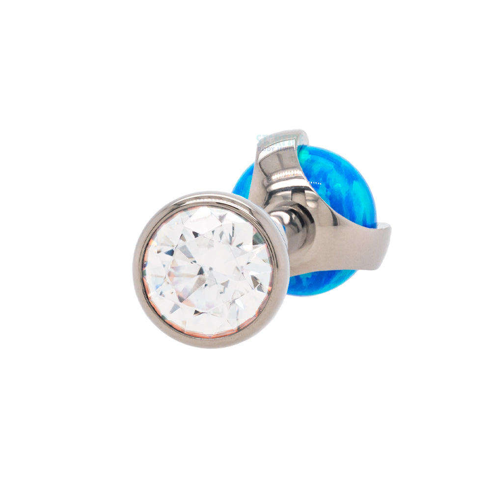 Faceted Gem & Opal Ball in Prongs Tongue Barbell - custom color combos