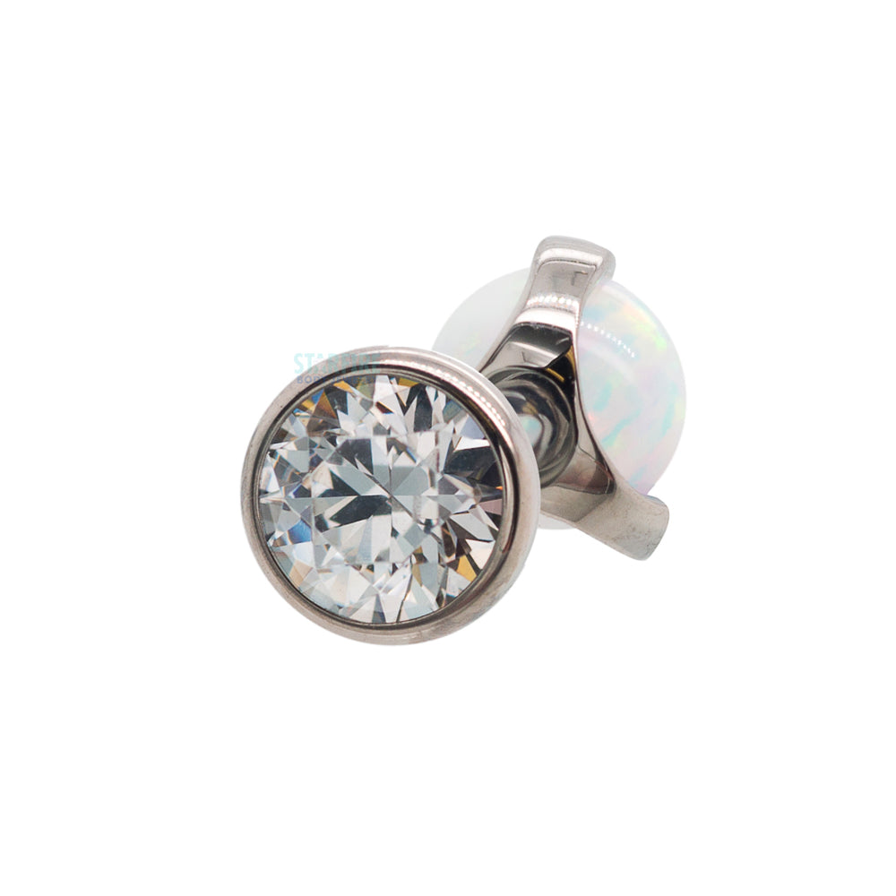 Faceted Gem & Opal Ball in Prongs Tongue Barbell - custom color combos
