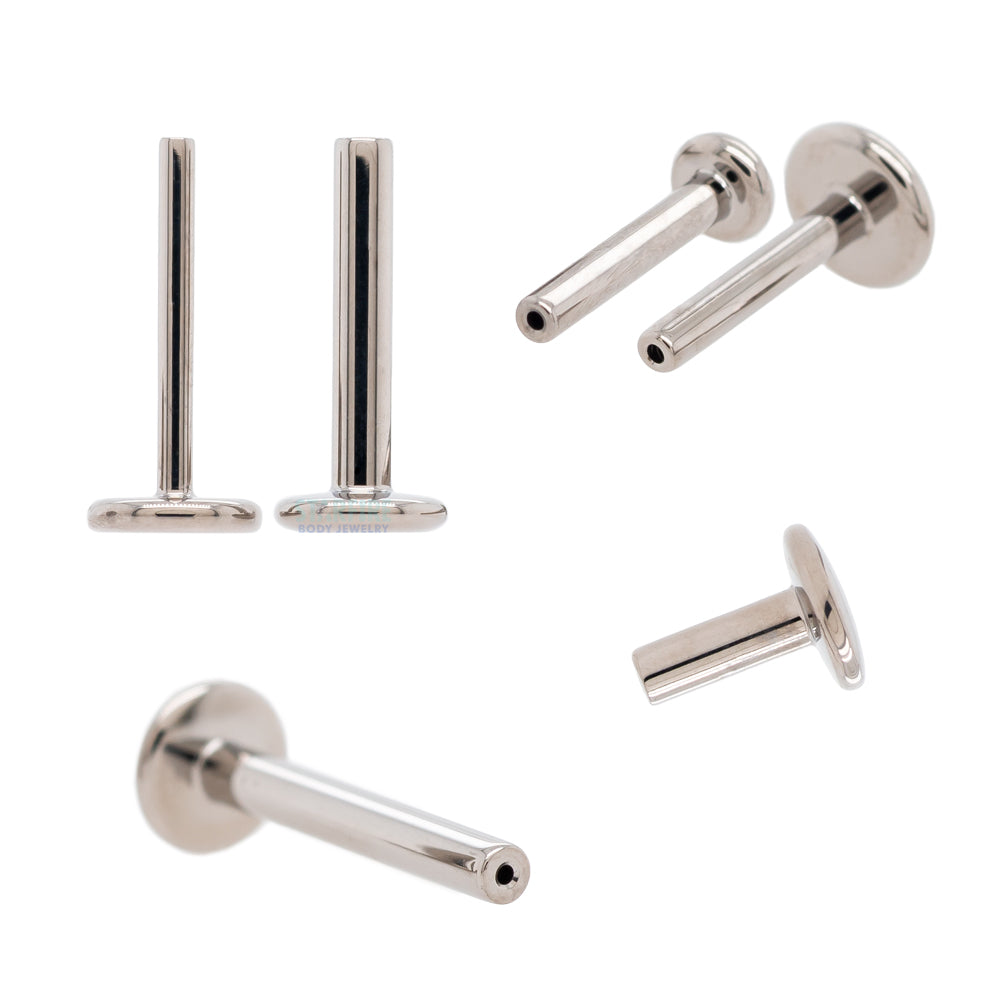threadless: Titanium Flatback / Labret Post / Straight Barbell End with Fixed Disk