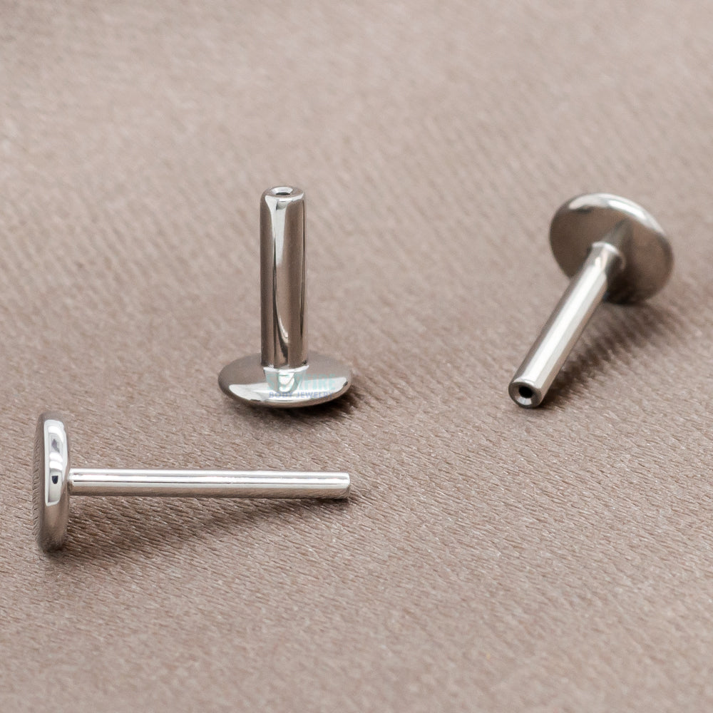 threadless: Titanium Flatback / Labret Post / Straight Barbell End with Fixed Disk