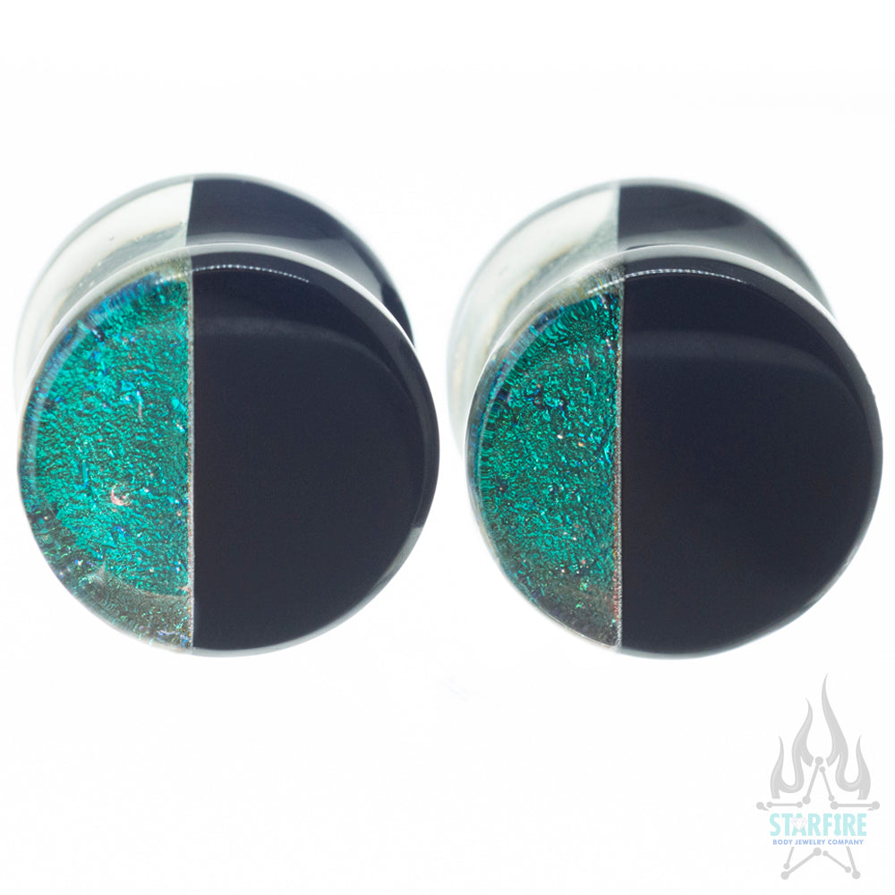 Hybrid Deluxe Dichroic Glass Plugs - Bright Green Blue