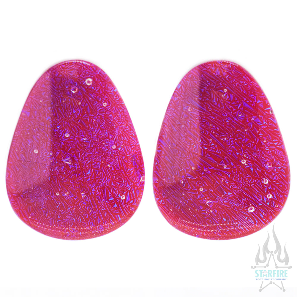 Fused Dichroic Glass Teardrop Plugs