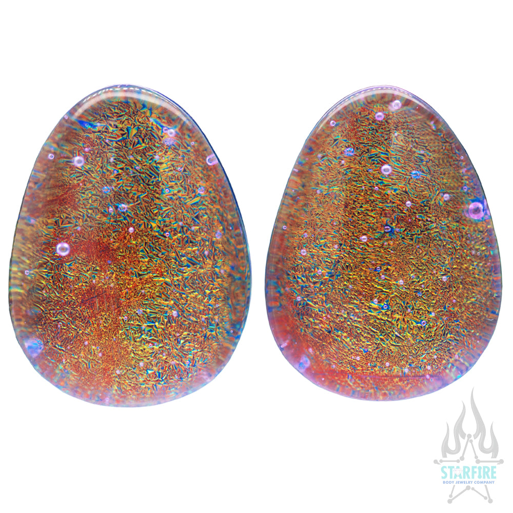 Deluxe Dichroic Glass Teardrop Plugs