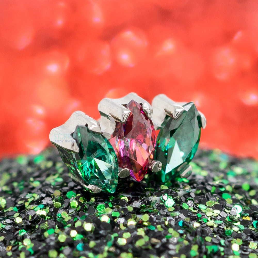 Marquise Fan with Faceted Gem Threaded End - Holiday Collection