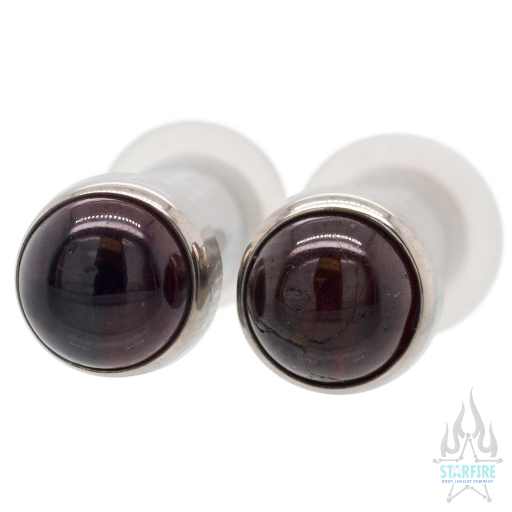 Titanium Natural Stone Cabochon Gem Plugs - Almandine Garnet