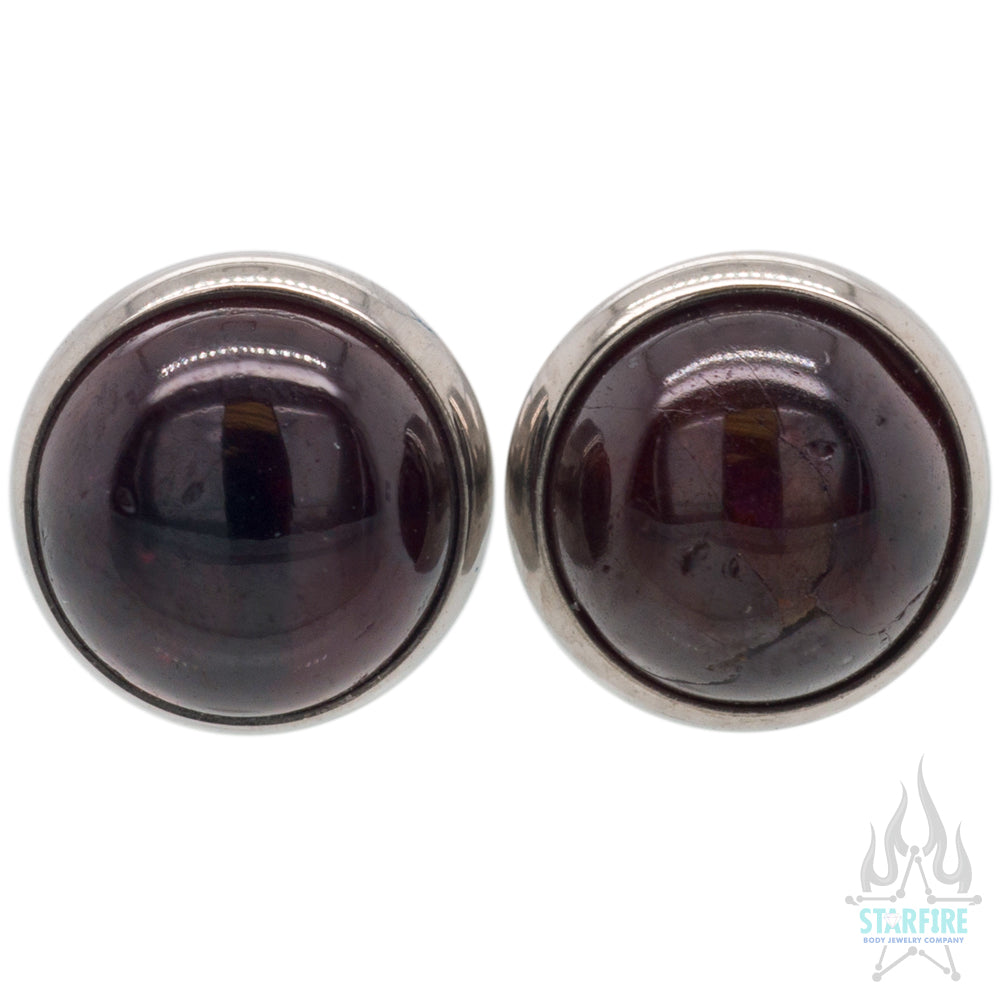 Titanium Natural Stone Cabochon Gem Plugs - Almandine Garnet
