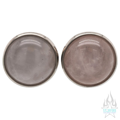 Titanium Natural Stone Cabochon Gem Plugs - Rose Quartz