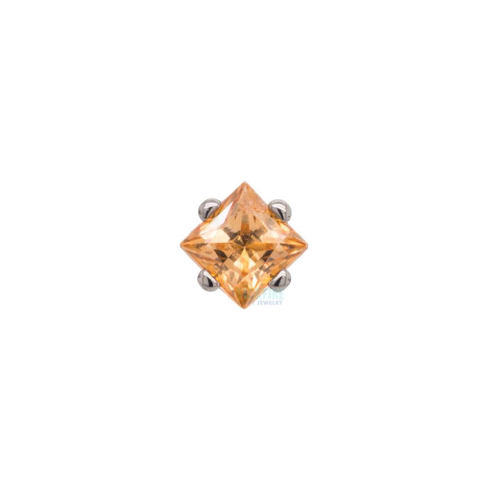 2mm Prong-Set Square Princess Star-Cut Faceted Gem on Flatback