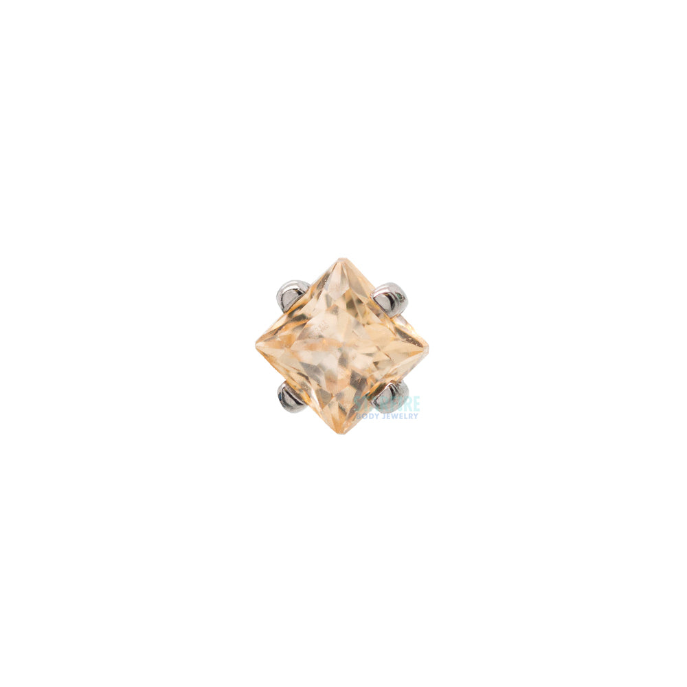 2mm Prong-Set Square Princess Star-Cut Faceted Gem on Flatback