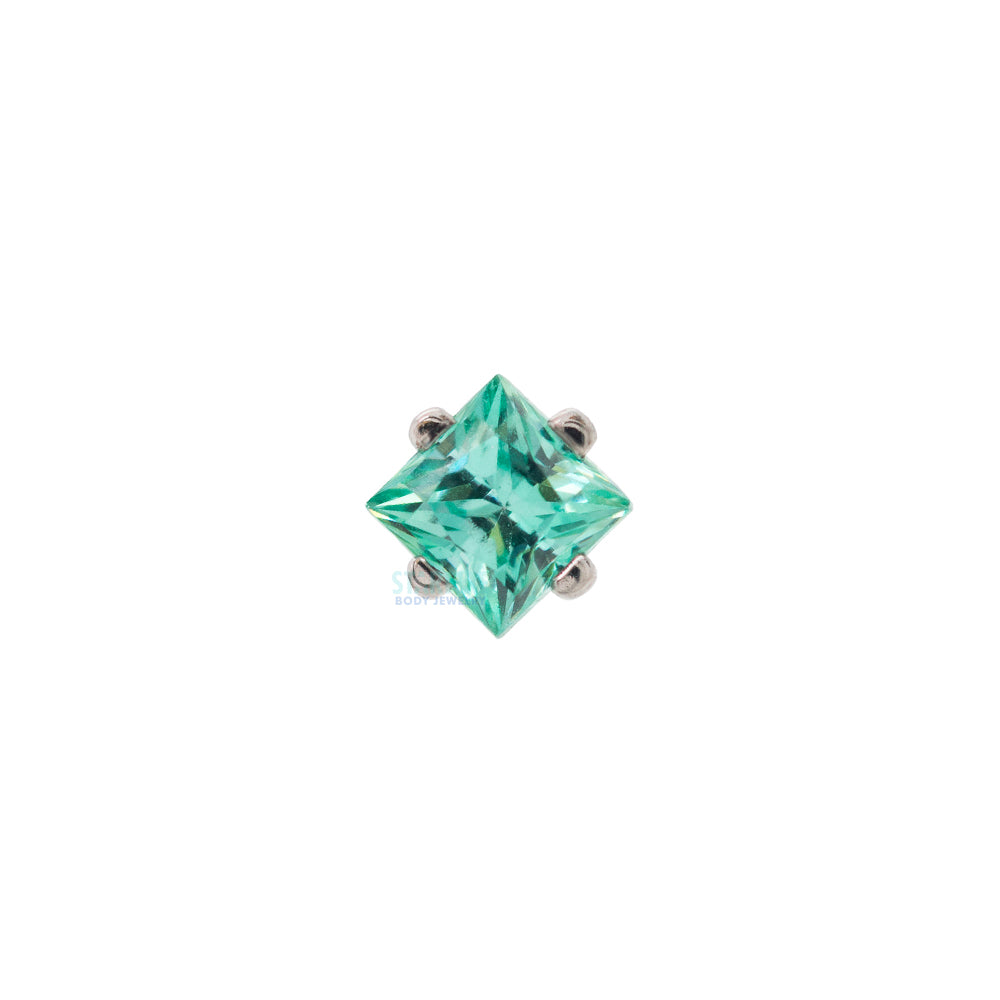 2mm Prong-Set Square Princess Star-Cut Faceted Gem on Flatback