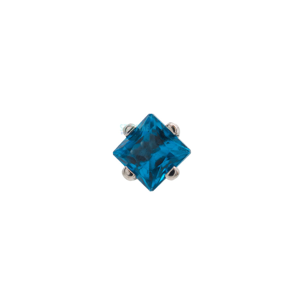 2mm Prong-Set Square Princess Star-Cut Faceted Gem on Flatback