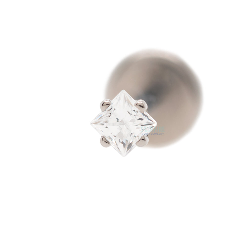 2mm Prong-Set Square Princess Star-Cut Faceted Gem on Flatback