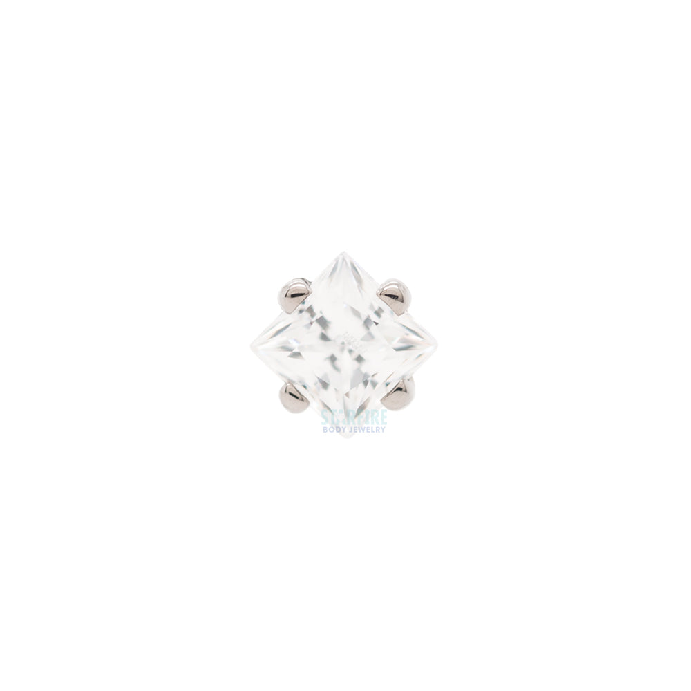 2mm Prong-Set Square Princess Star-Cut Faceted Gem on Flatback