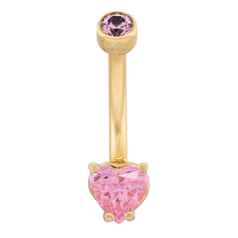 Heart-Cut Brilliant-Cut Gem Navel Curve in Gold