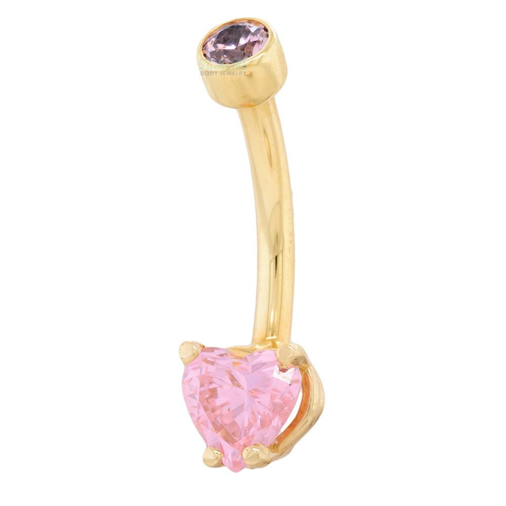Heart-Cut Brilliant-Cut Gem Navel Curve in Gold