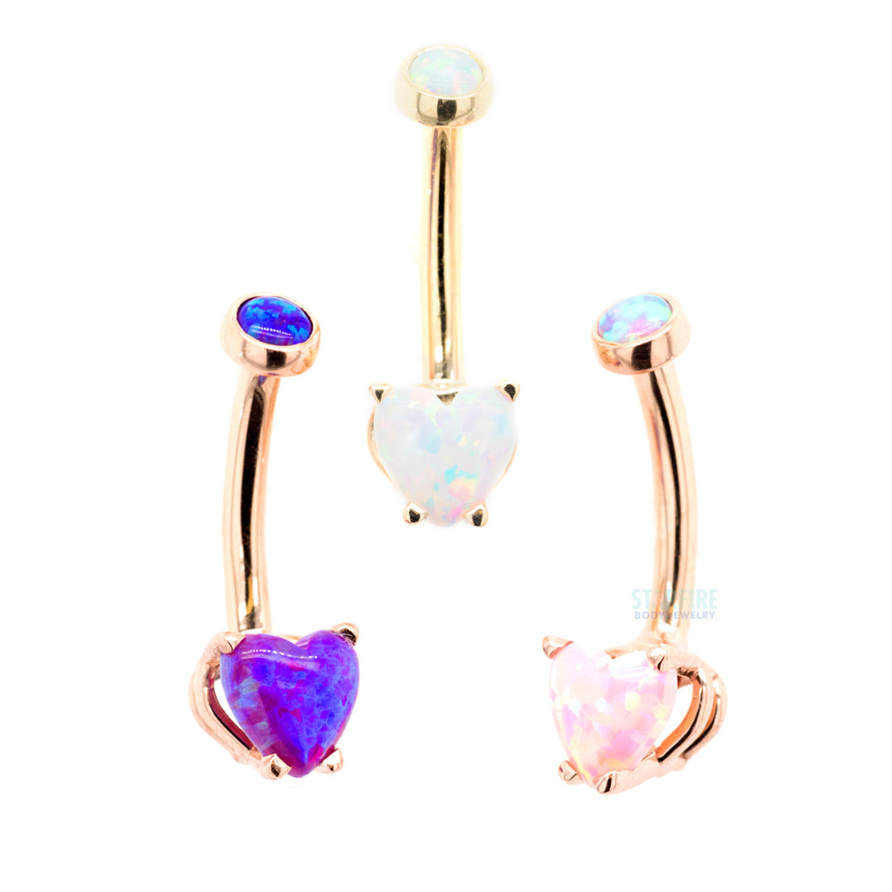 Heart-Cut Opal Cabochon Navel Curve in Gold