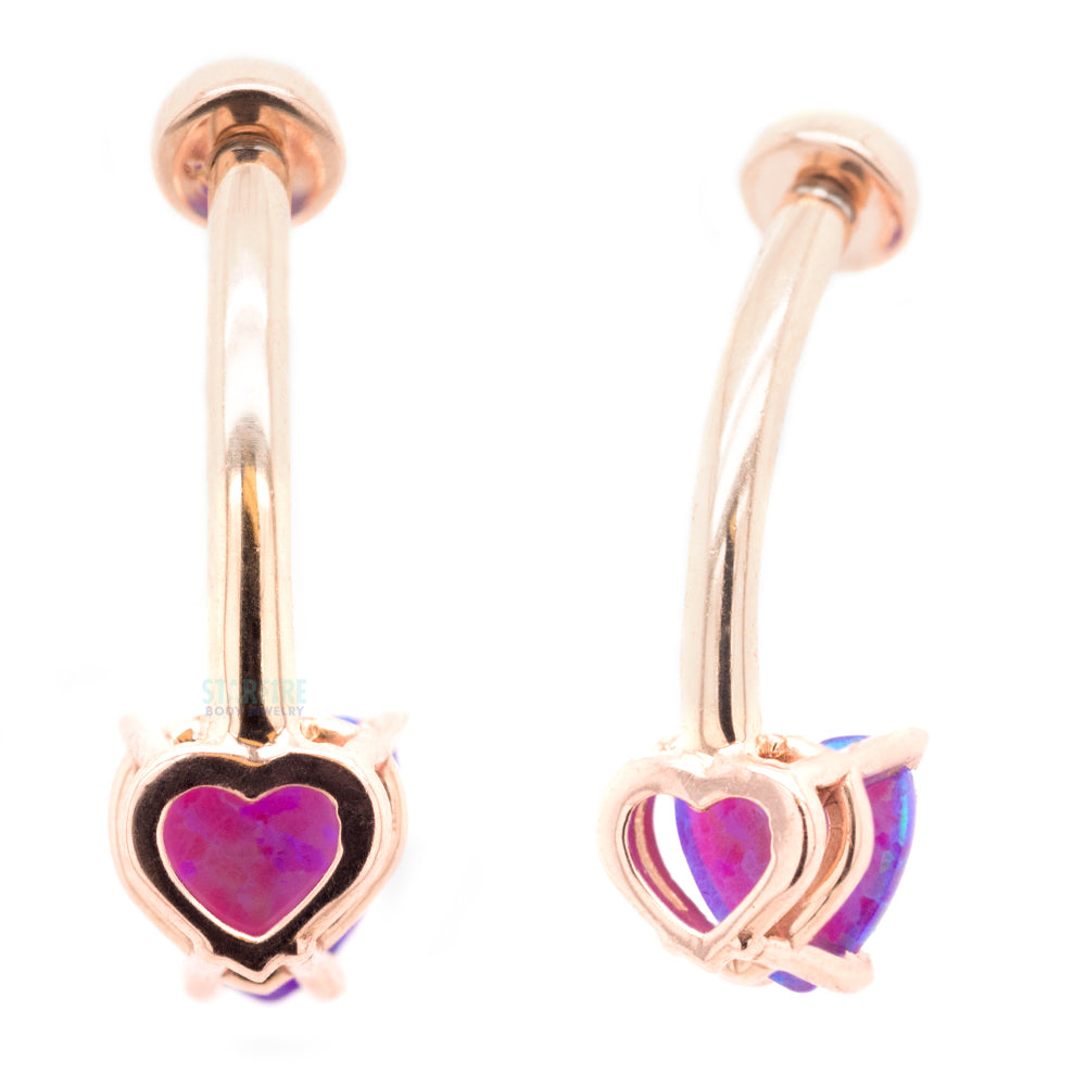 Heart-Cut Opal Cabochon Navel Curve in Gold