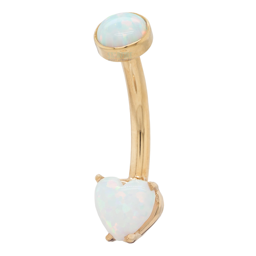 Heart-Cut Opal Cabochon Navel Curve in Gold