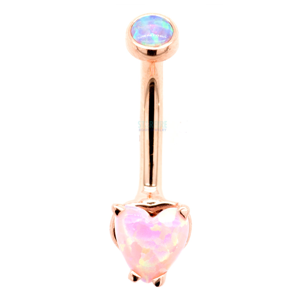Heart-Cut Opal Cabochon Navel Curve in Gold