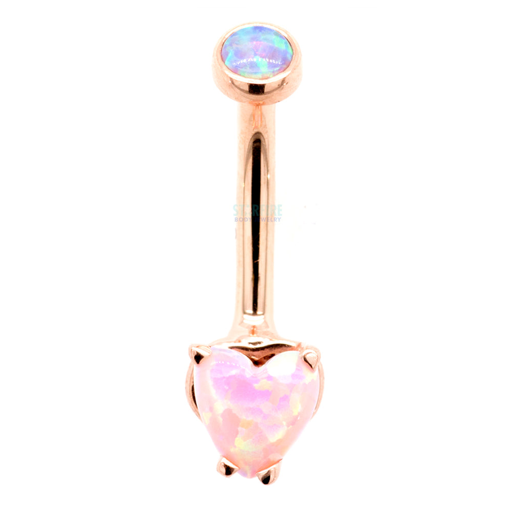 Heart-Cut Opal Cabochon Navel Curve in Gold