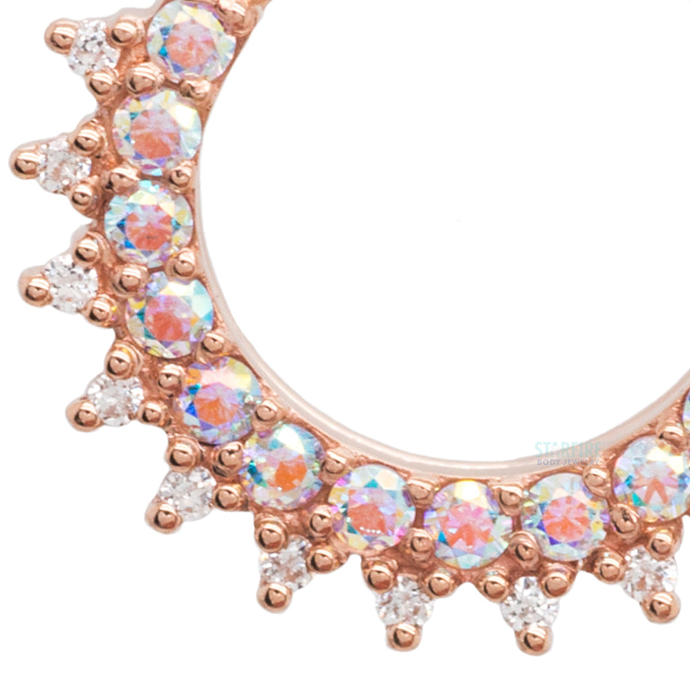 "Gem Kolo" Hinge Ring in Gold & Platinum with Mercury Mist Topaz' & White CZ's