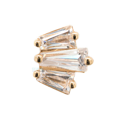 "Oceane 3" Threaded End in Gold with White CZ's