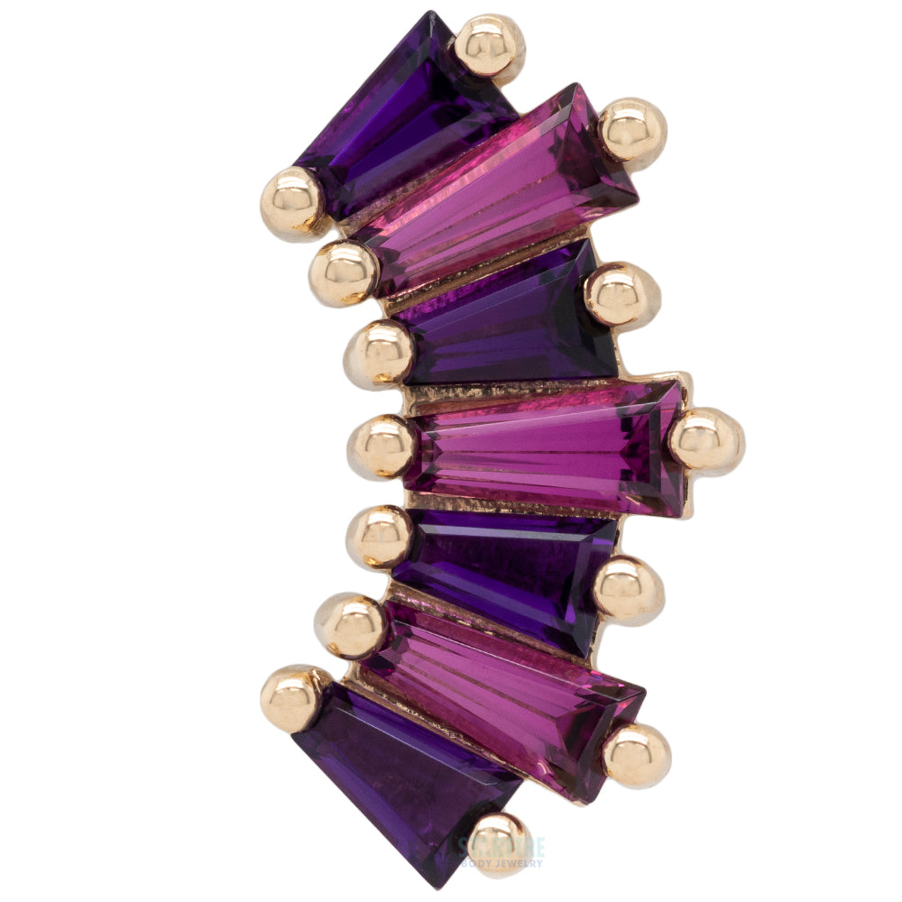 "Oceane 7" Threaded End in Gold with Amethyst & Rhodolite