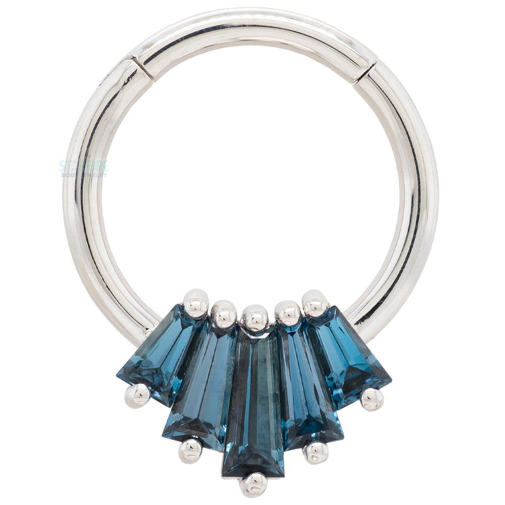 "Oceane 5" Hinge Ring in Gold & Platinum with London Blue Topaz'
