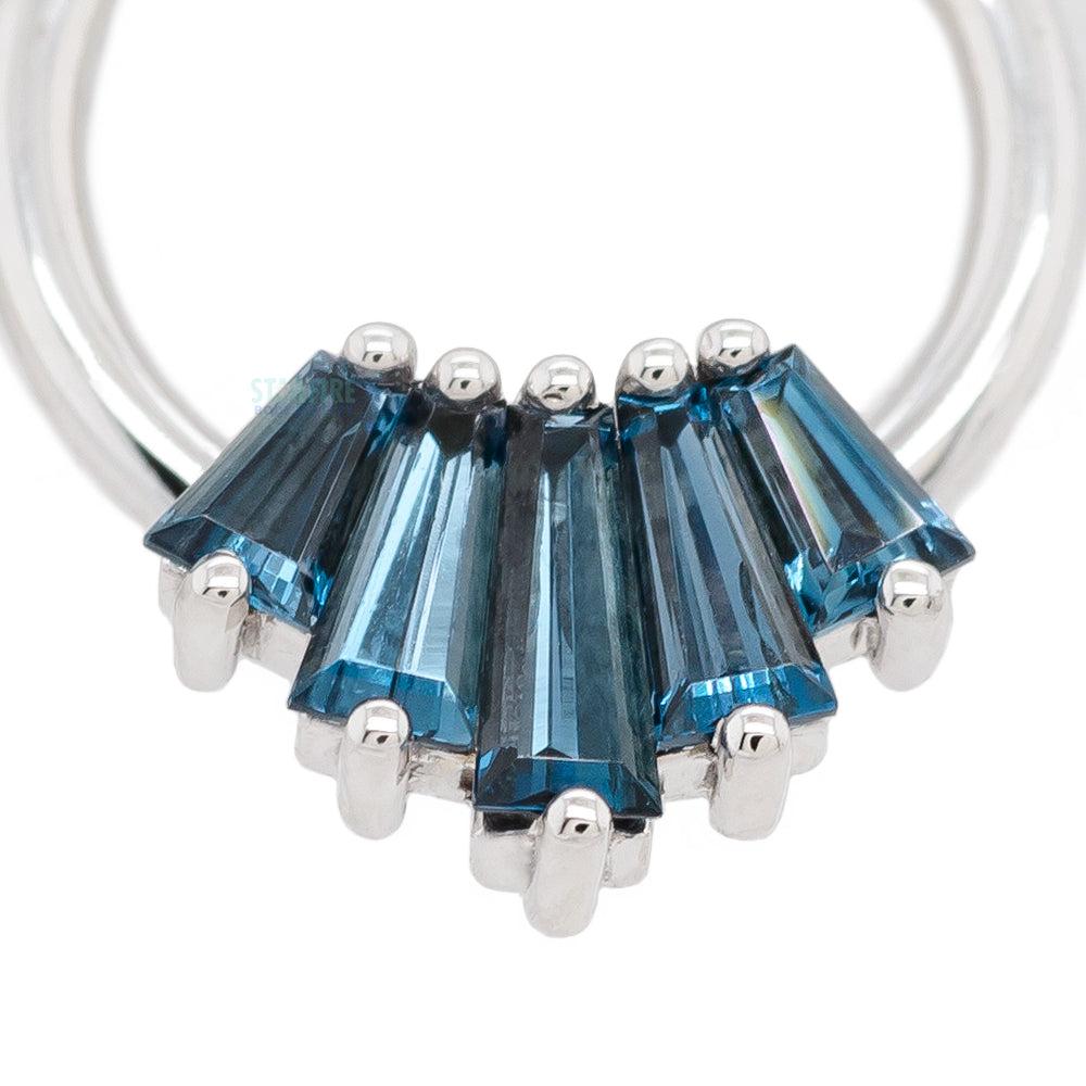 "Oceane 5" Hinge Ring in Gold & Platinum with London Blue Topaz'