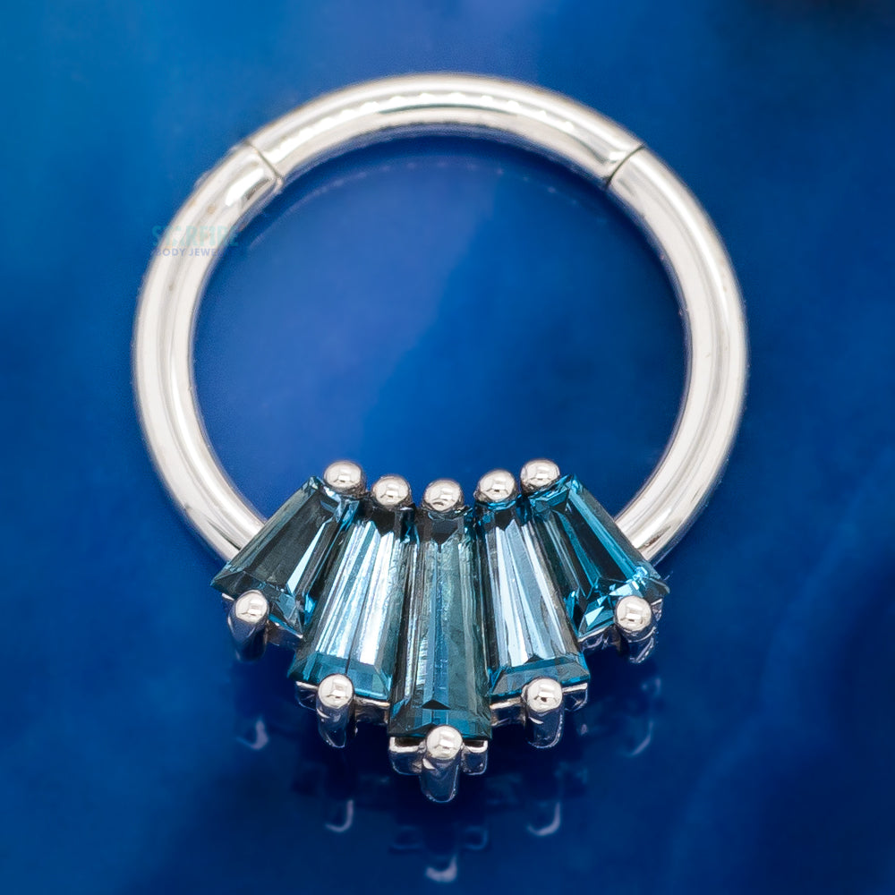 "Oceane 5" Hinge Ring in Gold & Platinum with London Blue Topaz'