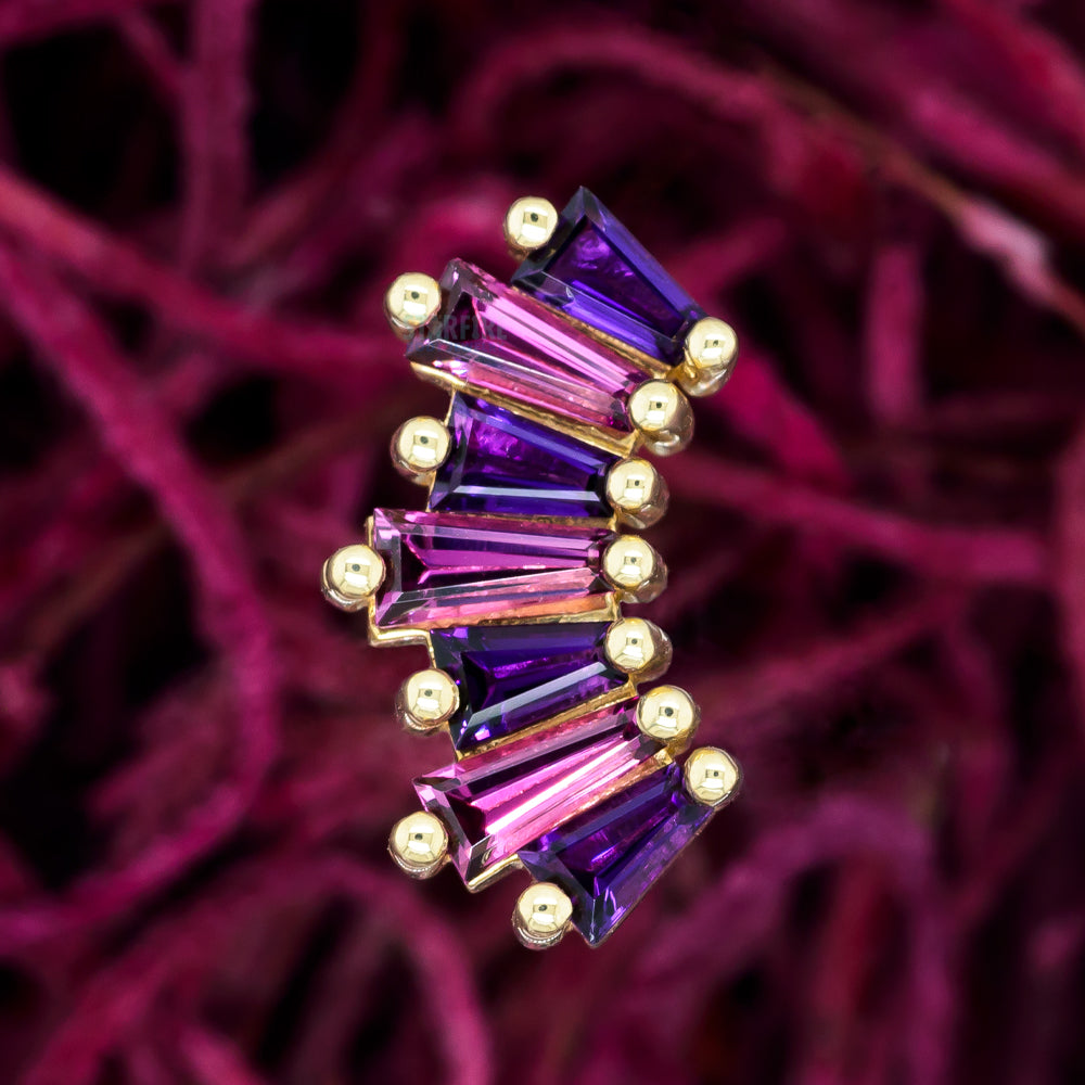 "Oceane 7" Threaded End in Gold with Amethyst & Rhodolite