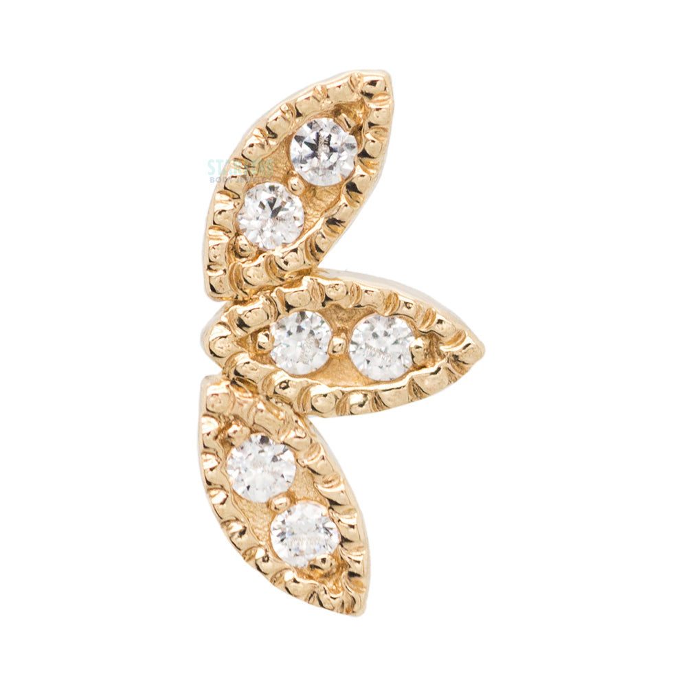 "Firefly" Threaded End in Gold & Platinum with White CZ's