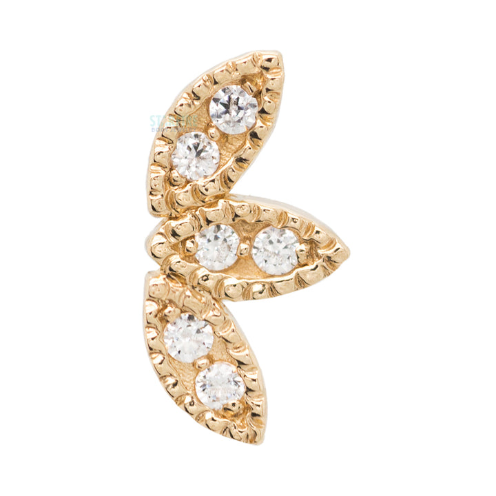 "Firefly" Threaded End in Gold & Platinum with White CZ's