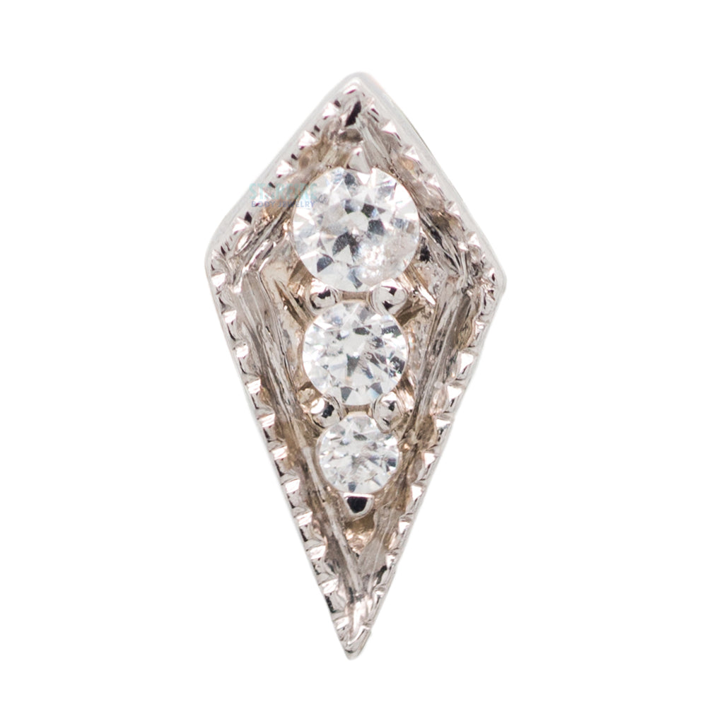 "Dario 3" Threaded End in Gold with White CZ's