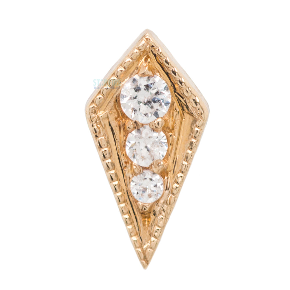 "Dario 3" Threaded End in Gold with White CZ's