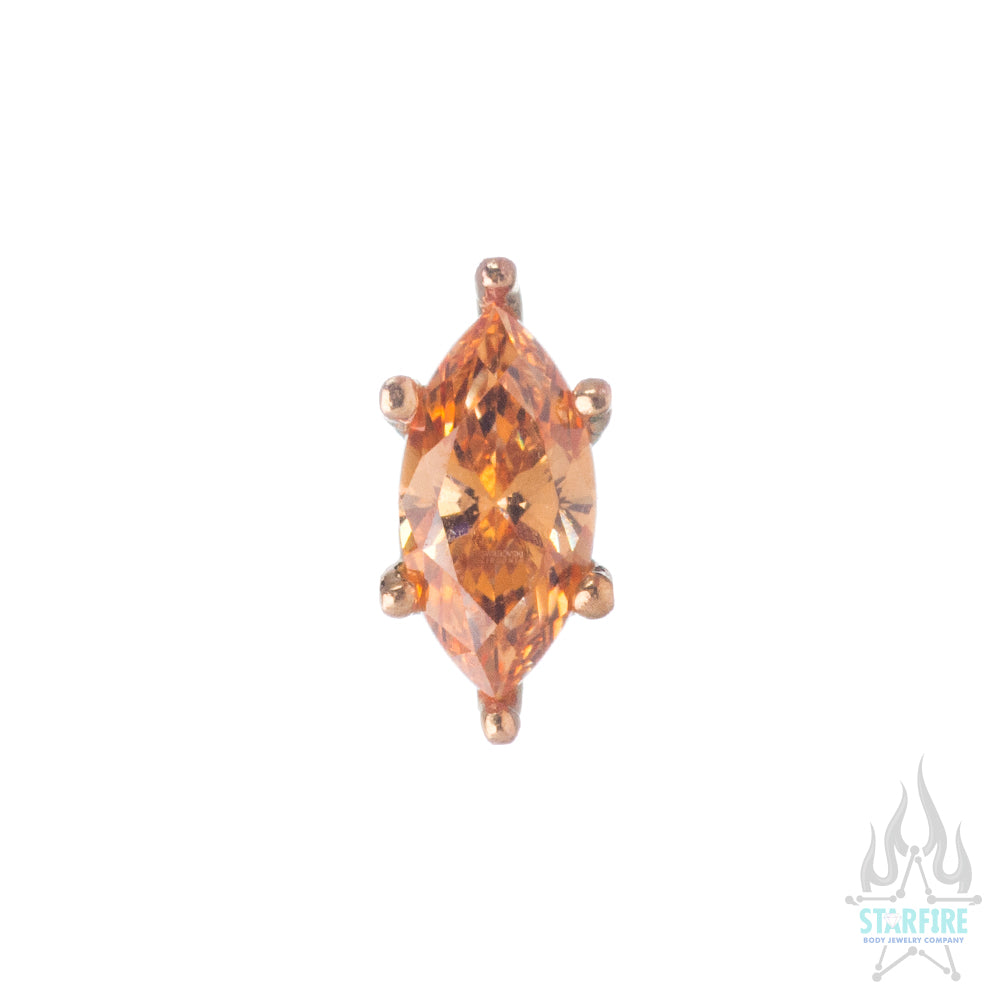 threadless: Prong-Set Marquise-Cut Brilliant-Cut Gem End in Gold