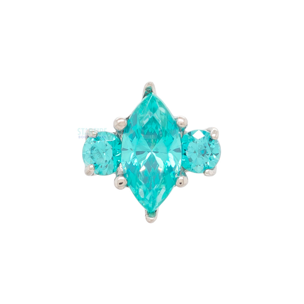 threadless: Marquise-Cut Brilliant-Cut Gem with Side Accents End in Gold