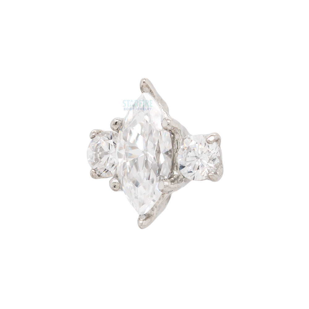 threadless: Marquise-Cut Brilliant-Cut Gem with Side Accents End in Gold