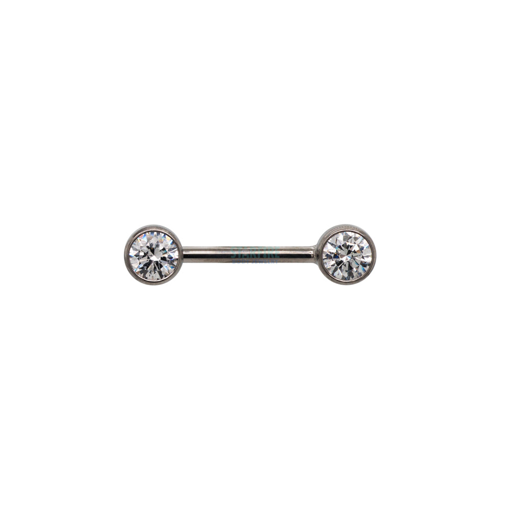threadless: Brilliant-Cut Gems Side-Set Nipple Barbell in Bezel - single